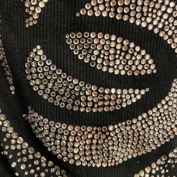 Bebe set 2 piece tank top and soft capris bling Swarovski rhinestone black y2k - Picture 4 of 6